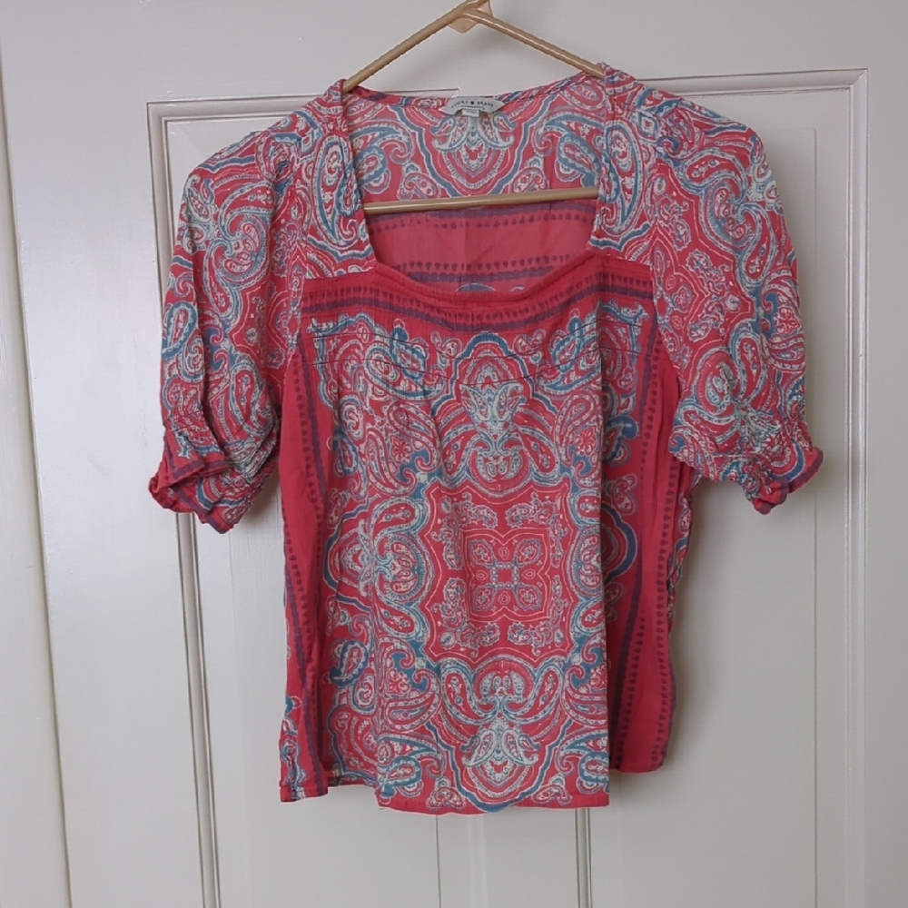 Lucky Brand Red Paisley Blouse